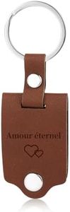Porte-clés Personnalisé Photo En Acier Inoxydable Cuir Texte Porte-Clés Photo Pour Couples Famille Et Amis ête Des Mères Fête Des Pères Saint Valentin (marron)