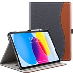 ZtotopCases Case for iPad 10th Generation,10.9 Inch 2022 Model, Premium Leather Business Cover with Auto Wake/Sleep Function, Multi-Angle Viewing Stand Cover with Pocket & Pencil Holder, Demin Black