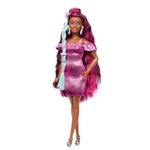 Barbie® Doll, Fun & Fancy™ Hair with Extra-Long Colorful Brunette Hair and Shimmery Pink Dress, 10 Hair and Fashion Play Accessories