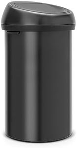 Brabantia 60 Litre Large Kitchen Touch Bin Removable Lid, Soft-Touch Open, Easy Clean Rubbish Food Waste Bin, Matt Black, 60 L