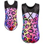 XFGIRLS Gymnastics Leotards for Girls Sleeveless Sparkle Dancing Ballet Gymnastics Girls Christmas Leotards Black Leopard 6A