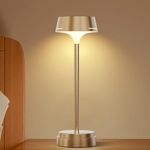 GOVSSING Table Lamp - 5200mAh Rechargeable Lamp with Indicators, 3 Color Modes & Stepless Dimmable Battery Lamp, Timer & Memory Functions, LED Wireless Lamp for Living Room, Bedroom, Restaurant, Gold