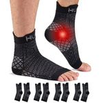 HUEGLO 4 Pairs Plantar Fasciitis Socks Neuropathy Neuro Socks Compression Socks for Women Men Ankle Support Brace for Weak Sprained Ankle Anti-Slip Foot Support Brace (Black, L)