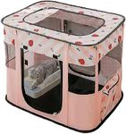 Cozioz Versatile Foldable Pet Playpen: Portable Kennel Crate for Dogs, Cats, and Rabbits - Ideal for Travel, Outdoor and Indoor Use - Doubles as a Delivery Room (Size S, Pink)