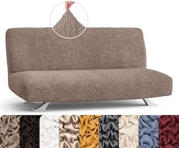 PAULATO BY GA.I.CO. Futon Cover - Armless Couch Cover Sofa Bed Slipcover Without Armrest - Soft Fabric Covers - 1-Piece Form Fit Stretch Futon Protector for Kid Pet - Microfibra - Marsala