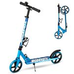 Megavotx Kick Scooter for Kids Ages 8+ - Foldable, Lightweight, 8" Big Wheels for Smooth Ride, 220lbs Max Load, with Water Cup Holder and Bell, Made with 80% Aluminum, Bearing ABEC7 - Navy