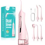 COSLUS Water Dental Flosser Teeth Pick: 2026 Upgraded Portable Cordless Waterproof Flossing 300ML Rechargeable Travel Irrigation Cleaner IPX7 Pink