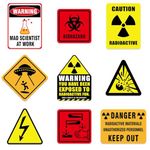 WERNNSAI Science Party Decorations - 9PCS Mad Scientist at Work Home Wall Decor Signs Funny Tags for Boys Kids Birthday Party Laboratory Sign Table Centerpieces Yellow Caution Logos on Door Supplies