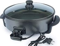 EXOMOON Non Stick Electric Multipurpose Cooker Pan Pizza Maker with Unbreakable Lid, 36 cm, Black Pizza Maker