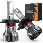 Nilight H4/9003 LED Headlight Bulbs, 350% Brighter, HB2 LED Hi/Lo Beam Headlight Conversion Kit, 6000K Cool White, Mini Size, 2-Pack