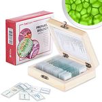 AmScope - Boxed Set of 25 Glass Prepared Microscope Slides in Wooden Box - Includes Plant, Fungus, Insect, & Mammal Specimens