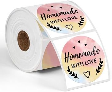 Phomemo Étiquettes rondes de 2" Couleurs mélangées 750 étiquettes/rouleau, compatibles avec MUNBYN, Phomemo, Polono, Étiquettes d'expédition sans BPA Étiquettes thermiques autocollantes pour logo