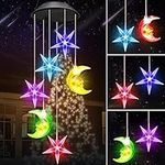 Birthday Gifts for Women, Gifts for Mum, Winzwon Solar Star Moon Wind Chimes Gifts for Grandma Nanny, Solar Lights Outdoor Decoration Lights for Garden Yard Porch, Christmas Mothers Day Easter Gifts