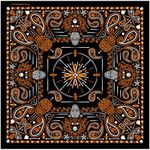 Hot Leathers Paisley Skulls Bandana (Black/Orange, 21" x 21")