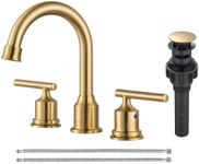 WOWOW Gold Bathroom Faucet 3 Hole Bathroom Sink Faucet Widespread Vanity Faucet 2 Handle Brass Basin Faucet with Pop Up Drain 8 Inch Mixer Tap Antique