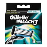 Gillette Mach3 Razor Blades Men, Pack of 8 Razor Blade Refills, Stronger Than Steel Blades Stay Sharper for Longer