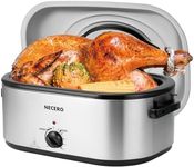 NECERO Roaster Oven,22Qt ElectricRoasterOven with Visible Glass Lid, ElectricTurkeyRoaster Oven with Removable Pan &Rack,150-450°F Full-Range TemperatureControlFits Turkeys Up to 26LBS