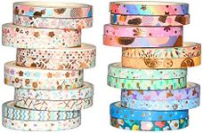 Yubbaex 24 Rolls Washi Tape Set, 5MM Wide Foil Gold Thin Decorative Masking Washi Tapes for Bullet Journal,Scrapbook, Planner, DIY Crafts