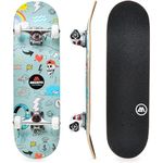 Magneto Complete Skateboard | 27.5" x 7.5" | 6-Layer Canadian Maple Double Kick Concave Deck | Cruiser Skateboard for Kids, Boys, Girls, Beginners (Free Stickers Included)