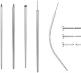 BodyAce 14G 16G 18G 20G Piercing Taper, Stainless Steel Threadless Insertion Pin Screw On Assistant Tool, Curved Body Piercing Stretching Kit for Ear/Nose/Navel/Lip/Eyebrow, Stainless Steel, no