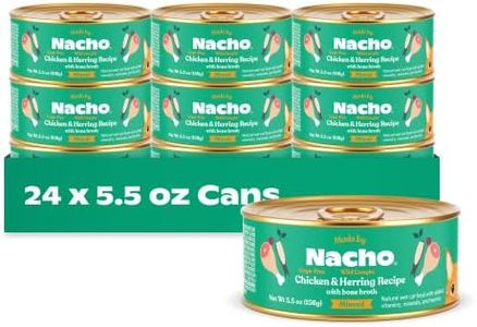 Made by Nacho Premium Minced Wet Cat Food with Hydrating Bone Broth 5.5oz (24 Packs) (Cage-Free Chicken & Sustainably-Caught Herring)