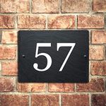 Slate House Signs Personalised Door Number Plaques for Wall Outside UV Printed Natural Slate Rustic Choice of 5 Sizes 6 Fonts Ideal For Home, Office, Gate, Porch(20x15cm Rectangle Number)