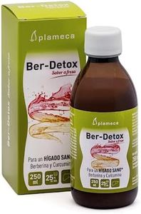 PLAMECA - Ber-Detox, Función Normal del Hígado, Detox Hígado, con Colina, Alcachofera, Cardo Mariano, L- Metionina, Inositol, Curcumina y Berberina, Detox Jarabe, Detox Bebida, Sabor a Fresa - 250 ml