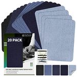 KING MOUNTAIN Iron-on Repair Patch 20 Pcs Pack, 100% Cotton Denim Iron-on Repair Patch, 5 Shades of Blue, Jeans and Clothing Repair and Decoration Kit, Size 3"x4-1/4"(7.5 cm x 10.5 cm)