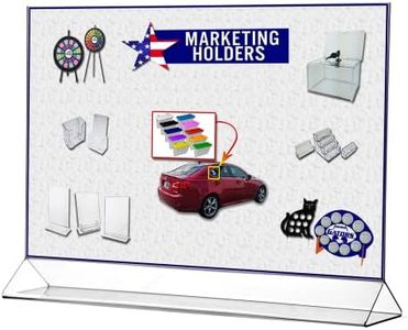 Marketing Holders 3 Pack Sign Holder 17" W x 11" H Display Stand Menu Pricing Deli Table Tent Countertop Expo Event Drink Specials Hours of Operation Double Sided Clear Acrylic Frame Top Loading