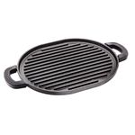 Nuwave Cast Iron Grill, 12.42”x10.21” Non-Stick Grilling Surface, Deep Grill Ridges, Pre-Seasoned, Stay-Cool Silicone Handles, Easy-to-Clean,Oven Safe,Stovetop,BBQ,Fire & Smoker,Induction-Ready,Black