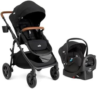 Joie Baby, Ginger and Rue Travel System – 4-in-1 Travel System with Lightweight Baby Car Seat and an Included Anti-Rebound Base for Easy Install and Height-Adjustable Stroller (Shale Dark)