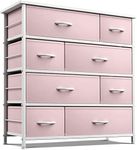 Sorbus Dresser with 8 Drawers - Furniture Storage Chest for Kid’s, Teens, Bedroom, Nursery, Playroom, Clothes, Toys - Steel Frame, Wood Top, Fabric Bins (Pink)
