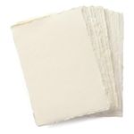 Handmade A6 Cream Mixed Media Paper with Deckle Edge - 150 GSM -Colored Cold Press Textured Paper made with Recycled Cotton for Crafts, Card Making, Sketching, Watercolor - 50 Sheets - 4x6" / 10.5x15 cm