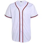 HANER Baseball Jerseys for Men and Women Adult Hip Hop Hipster Button Down Shirts Sports Uniforms Outfits, Red/Black Striped White Jersey, Large, Red/Black Striped White Jersey