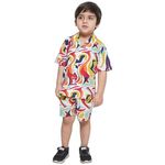 AJ DEZINES Kids Casual Summer Beach Wear Cotton Blue Shirt Shorts Half Sleeves Printed CO-ORDS Set For Boys (Twister-CO-1007-Blue-3)