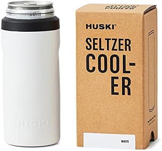 Huski Seltzer Cooler | New | Premium 355ml (12oz) Skinny Drink Holder for Hard Seltzer, Beer, Soda Slim Cans | Triple Insulated 316 Stainless Steel | Seamless Design | Works as a Tumbler (White)