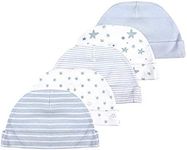 Newborn Baby Soft Cotton Organic Cap and Mitten Set Sunny Hats 10 Pack for Hospital Baby Boy and Girl(0-6 Months) Blue
