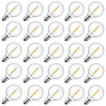 Brightown G40 Replacement LED Light Bulbs, 25 Pack Clear Globe Bulb fits E12 C7 Candelabra Screw Base Sockets, 1.5 Inch Dimmable Edison Light Bulbs for Indoor Outdoor Patio Decor, Warm White