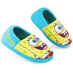 SPONGEBOB SQUAREPANTS Kids Slippers Boys Girls Character Slippers (UK child 11, Blue/Yellow)