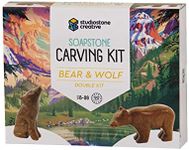 STUDIOSTONE CREATIVE DIY Arts & Crafts Carving Kit Kids Adults Bear & Wolf Sculpture Soapstone