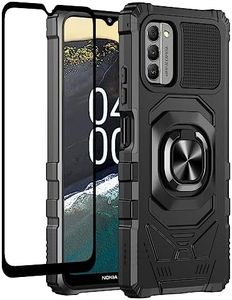 GW USA Case for Nokia C110 Case w/Tempered Glass Screen Protector [Military Grade] Ring Car Mount Kickstand Shockproof Hard Phone Case - Black
