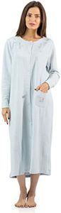 Casual Nights Women's Long Quilted Robe House Dress - Blue - Medium