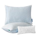 Uniqwamer Cooling Bed Pillows for Sleeping 2 Pack Shredded Memory Foam Adjustable Pillows Standard Size Set of 2 for Side Back Sleepers - Luxury Extra Comfy Gel Pillows with Washable Removable Cover