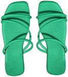 GORGLITTER Women's Strappy Sandals Criss Cross Strap Flat Sandals Open Toe Slides Shoes Green Straps 8