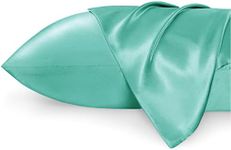 Bedsure Satin Pillowcase for Hair and Skin - Similar to Silk Pillowcase, Cooling Pillow Cases 2 Pack with Envelope Closure, Gifts for Women, Queen & Standard Size 50x75 cm, Viridis Green