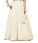 Studio Shringaar Women's Readymade Polyester Chanderi Silk Maxi Skirt Lahenga (Free Size, Cream)