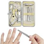 H&S Manicure Set - Pedicure and Manicure Kit for Women & Men - 14 pcs - Stainless Steel Nail Clippers & Cuticle Remover - Cutter Trimming Grooming Tools - w/Beige Leather Case