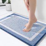 OLANLY Bathroom Rugs 24x16, Extra Soft and Absorbent Microfiber Bath Mat, Non-Slip, Machine Washable, Quick Dry Shaggy Bath Carpet, Suitable for Bathroom Floor, Tub, Shower (Small, Blue)