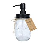 Plomkeest 16oz Mason Jar Soap Dispenser Clear Glass Jar Soap Dispenser with Rust Proof Stainless Steel Pump Liquid Soap Dispenser for Bathroom,KitchenDecor Great for Lotions, Liquid Soaps