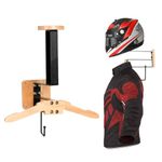 Derkerry Motorcycle Helmet Holder Wall Mount: Wooden Helmet Display Hanger with Hooks - Helmet Rack Carrier Accessories for Motorcycle Football Helmets (1pc)